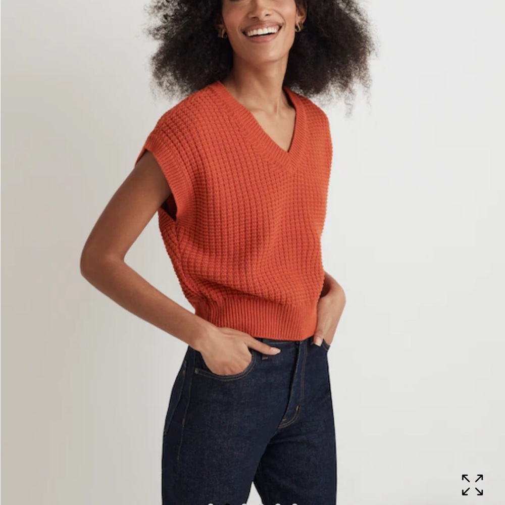 Madewell V-Neck Orange Sweater Vest